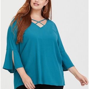 AQUA STRAPPY BELL CREPE BLOUSE Size 0 (12-14)
